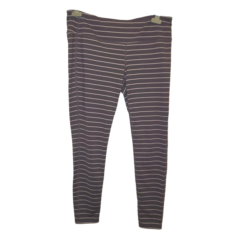 ATHLETA Chaturanga Brown Tan Striped Yoga Ankle Pants Workout Leggings XL - Picture 2 of 6